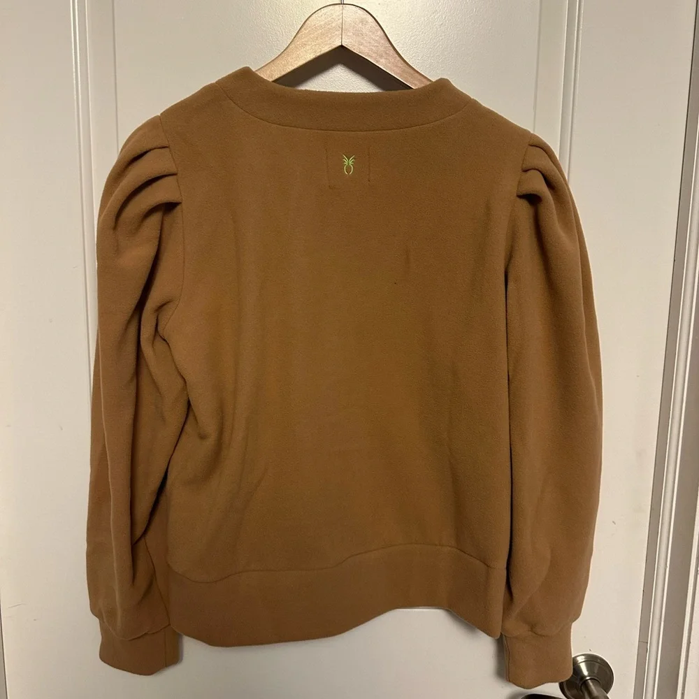 Dudley Stephens Kelly Puff Sleeve Cardigan size M Camel Vello Fleece NWT - Picture 7 of 7